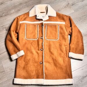 Universal Thread Sherpa Lined Suede Jacket Brown‎ Womens Medium M